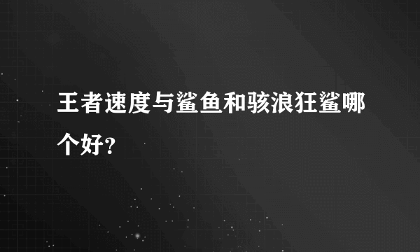 王者速度与鲨鱼和骇浪狂鲨哪个好？