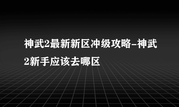 神武2最新新区冲级攻略-神武2新手应该去哪区