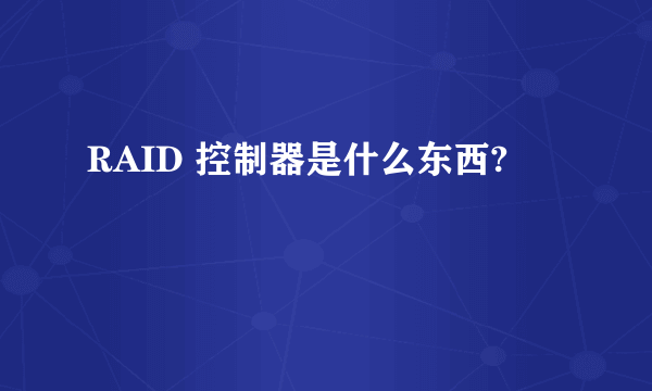 RAID 控制器是什么东西?