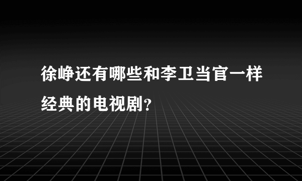 徐峥还有哪些和李卫当官一样经典的电视剧？