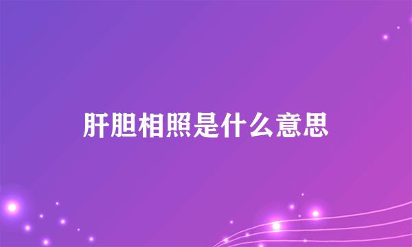 肝胆相照是什么意思