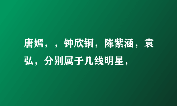 唐嫣，，钟欣铜，陈紫涵，袁弘，分别属于几线明星，