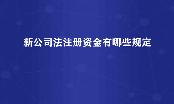 新公司法注册资金有哪些规定