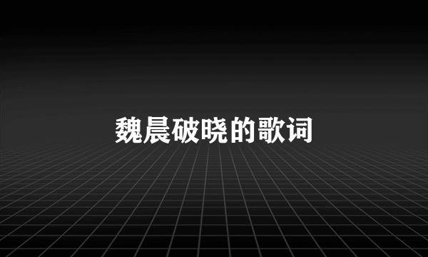 魏晨破晓的歌词