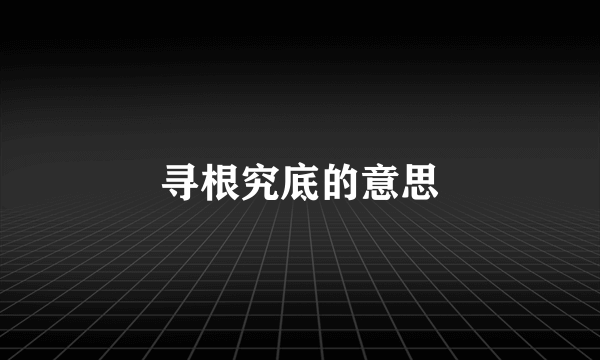 寻根究底的意思