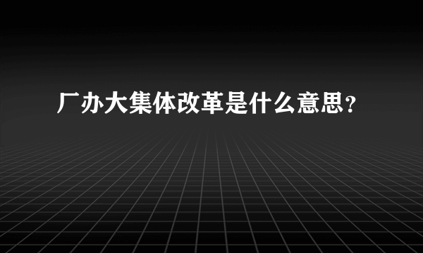 厂办大集体改革是什么意思？