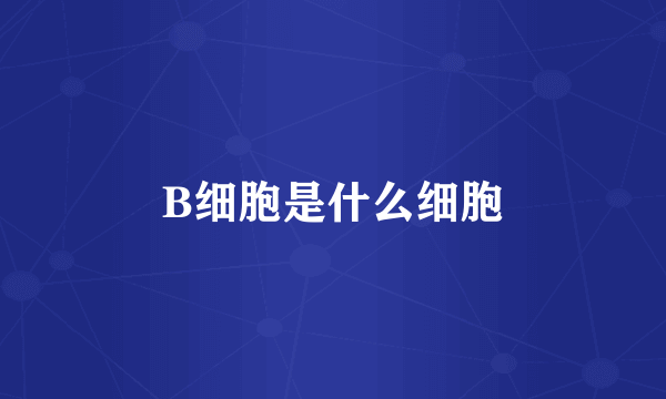 B细胞是什么细胞