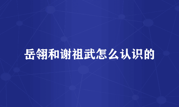 岳翎和谢祖武怎么认识的