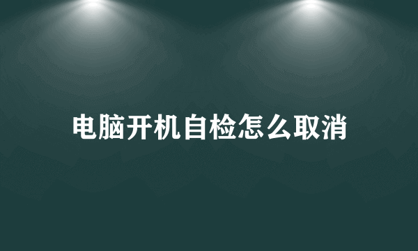 电脑开机自检怎么取消