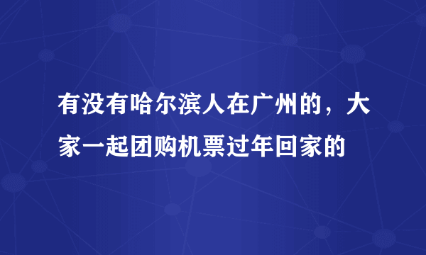 有没有哈尔滨人在广州的，大家一起团购机票过年回家的