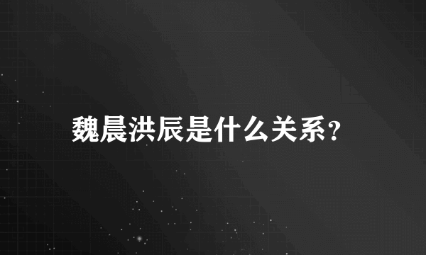 魏晨洪辰是什么关系？