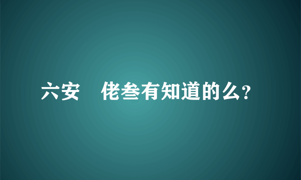 六安楊佬叁有知道的么？
