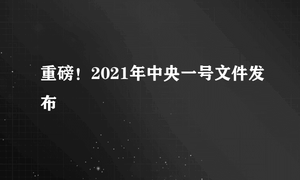 重磅！2021年中央一号文件发布