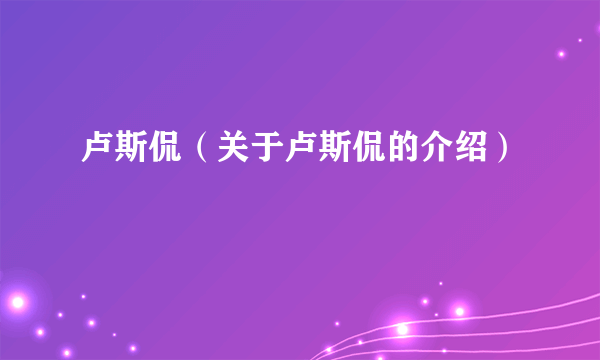 卢斯侃（关于卢斯侃的介绍）