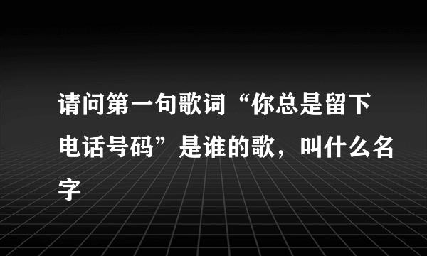 请问第一句歌词“你总是留下电话号码”是谁的歌，叫什么名字