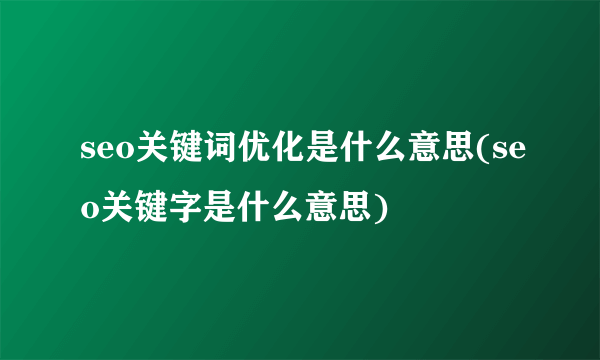 seo关键词优化是什么意思(seo关键字是什么意思)