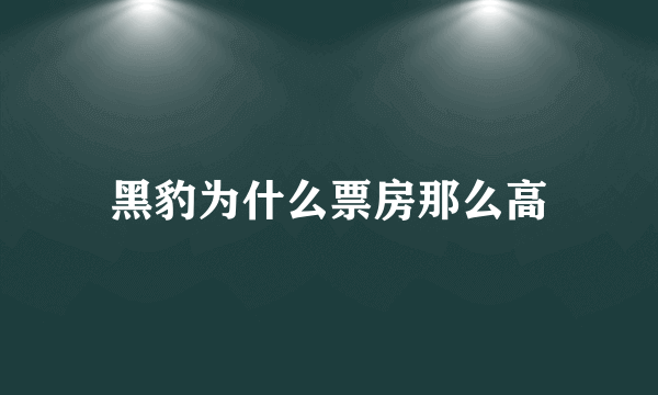 黑豹为什么票房那么高