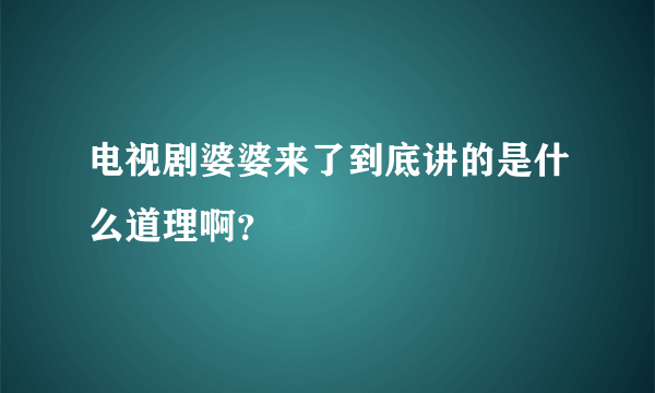 电视剧婆婆来了到底讲的是什么道理啊？