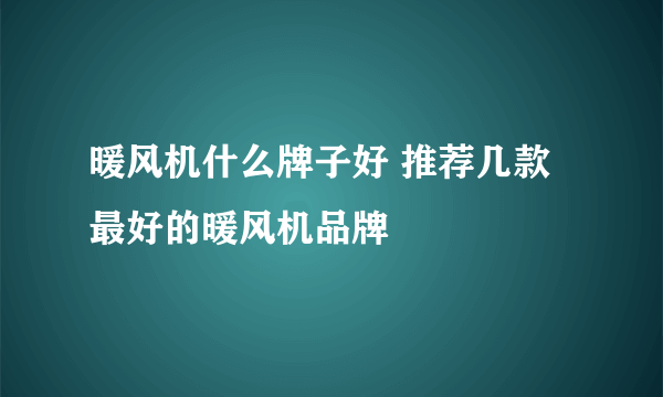 暖风机什么牌子好 推荐几款最好的暖风机品牌