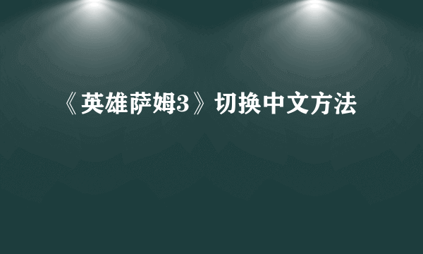 《英雄萨姆3》切换中文方法