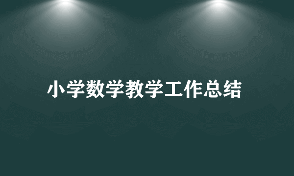 小学数学教学工作总结 