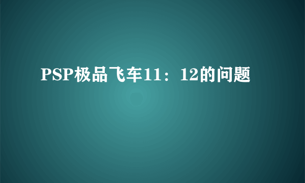 PSP极品飞车11：12的问题