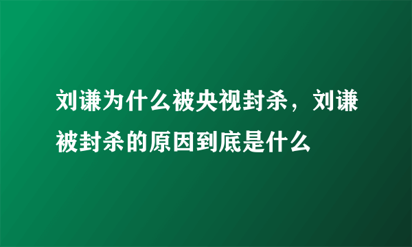 刘谦为什么被央视封杀，刘谦被封杀的原因到底是什么