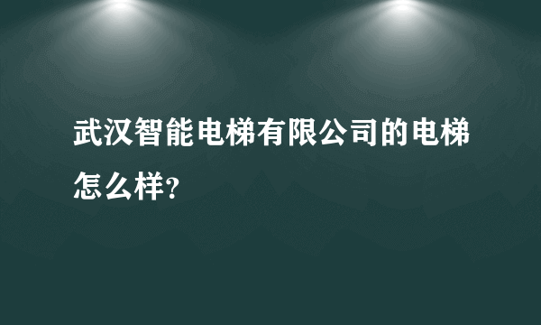 武汉智能电梯有限公司的电梯怎么样？
