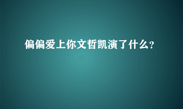 偏偏爱上你文哲凯演了什么？