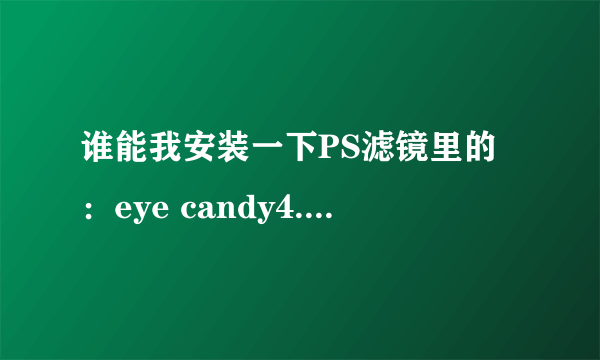 谁能我安装一下PS滤镜里的：eye candy4.0这个工具