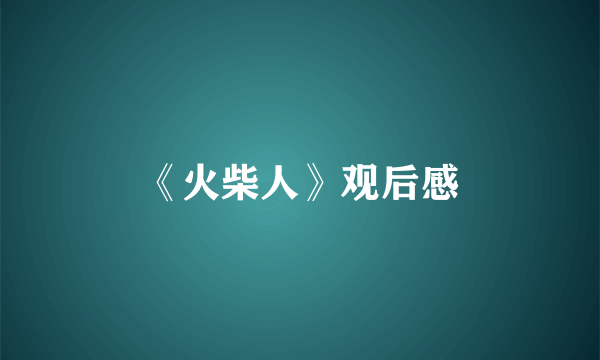 《火柴人》观后感