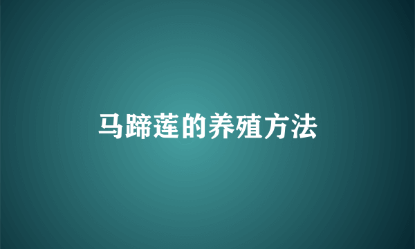马蹄莲的养殖方法