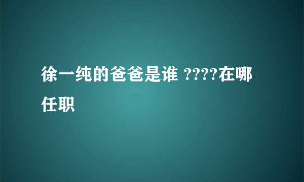 徐一纯的爸爸是谁 ????在哪任职