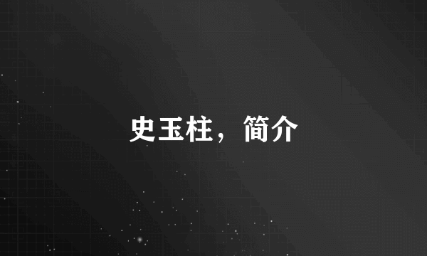 史玉柱，简介