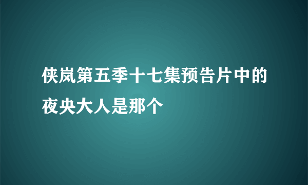 侠岚第五季十七集预告片中的夜央大人是那个