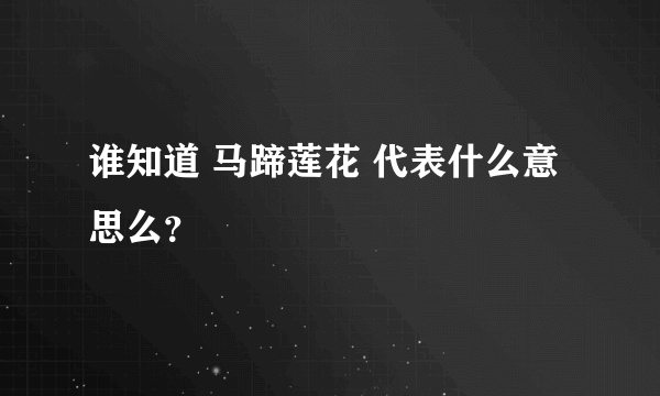 谁知道 马蹄莲花 代表什么意思么？