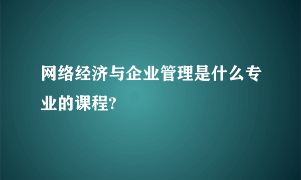 网络经济与企业管理是什么专业的课程?