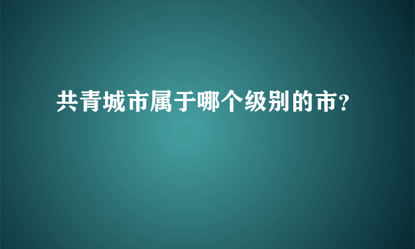 共青城市属于哪个级别的市？