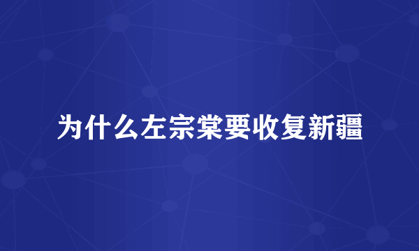 为什么左宗棠要收复新疆