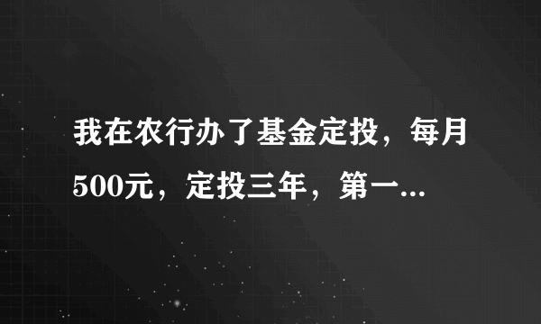 我在农行办了基金定投，每月500元，定投三年，第一次做基金，农行营业员推荐是农银大盘蓝筹，这基怎样？