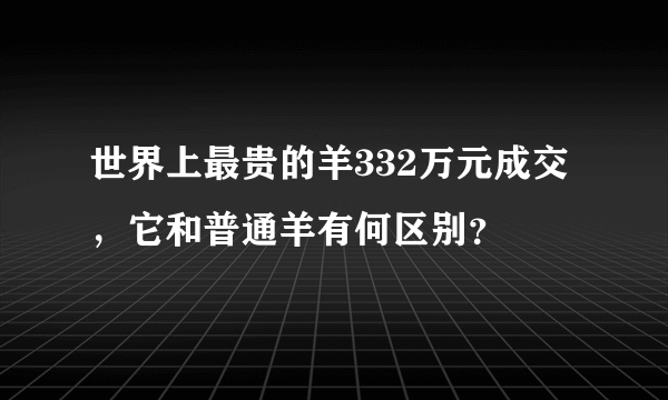 世界上最贵的羊332万元成交，它和普通羊有何区别？
