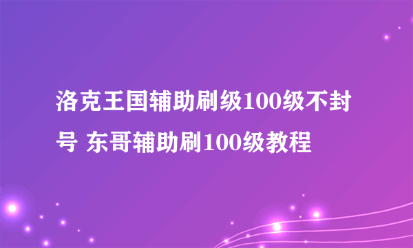 洛克王国辅助刷级100级不封号 东哥辅助刷100级教程