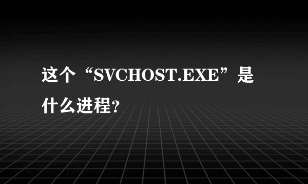 这个“SVCHOST.EXE”是什么进程？