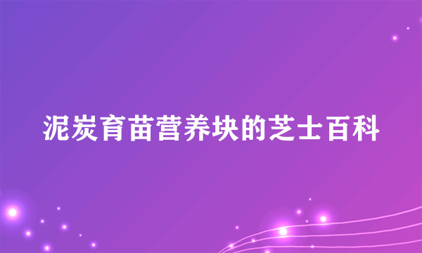 泥炭育苗营养块的芝士百科