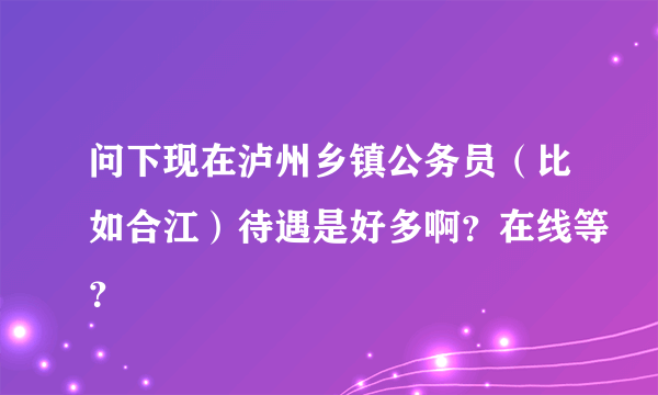问下现在泸州乡镇公务员（比如合江）待遇是好多啊？在线等？