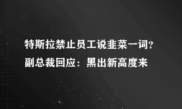 特斯拉禁止员工说韭菜一词？副总裁回应：黑出新高度来