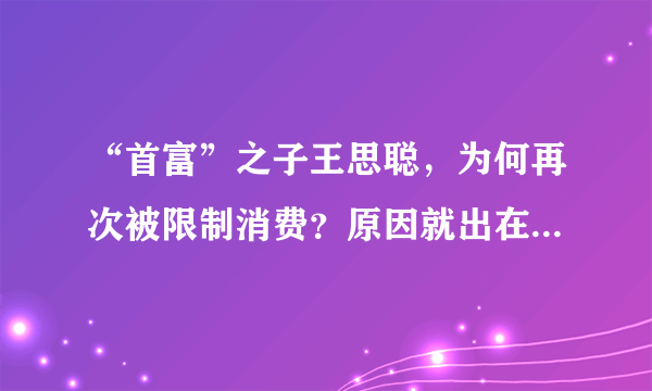 “首富”之子王思聪，为何再次被限制消费？原因就出在这个点上